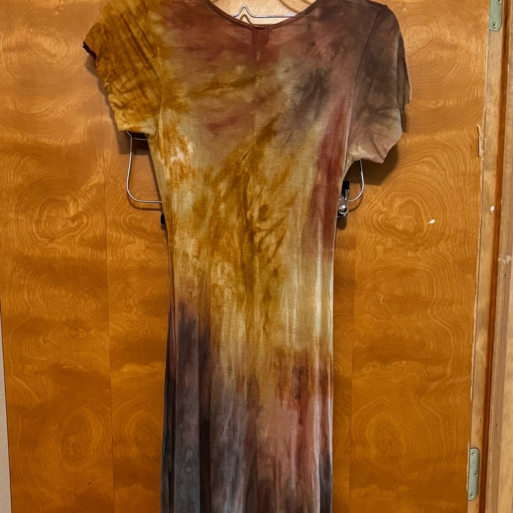 New Love Tan Jane tie dye Goddess V neck Maxi Dress XS - Picture 8 of 11